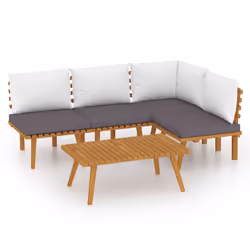 vidaXL Set Divani da Giardino 5 pz con Cuscini in Massello di Acacia - Vista aggiuntiva 2
