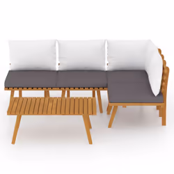 vidaXL Set Divani da Giardino 5 pz con Cuscini in Massello di Acacia - Vista aggiuntiva 3