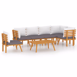vidaXL Set Divani da Giardino 7 pz con Cuscini in Massello di Acacia - Vista aggiuntiva 2