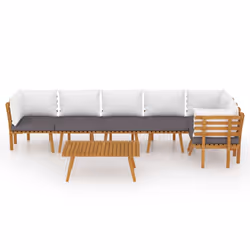 vidaXL Set Divani da Giardino 7 pz con Cuscini in Massello di Acacia - Vista aggiuntiva 3