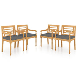 VidaXL 3087057 sedia da esterno Terrazzo Seduta imbottita Tessuto, Teak Grigio