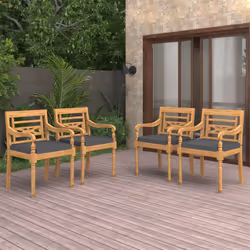 VidaXL 3087057 sedia da esterno Terrazzo Seduta imbottita Tessuto, Teak Grigio