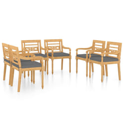 VidaXL 3087058 sedia da esterno Terrazzo Seduta imbottita Tessuto, Teak Grigio