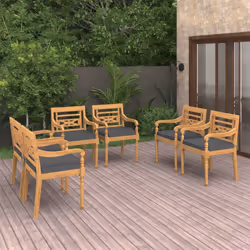 VidaXL 3087058 sedia da esterno Terrazzo Seduta imbottita Tessuto, Teak Grigio
