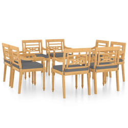 VidaXL 3087059 sedia da esterno Terrazzo Seduta imbottita Tessuto, Teak Grigio