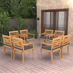 VidaXL 3087059 sedia da esterno Terrazzo Seduta imbottita Tessuto, Teak Grigio