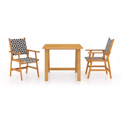 vidaXL Set Mobili da Pranzo per Giardino 3 pz Legno Massello di Acacia - Vista aggiuntiva 2
