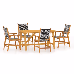 vidaXL Set Mobili da Pranzo per Giardino 5 pz Legno Massello di Acacia - Vista aggiuntiva 2