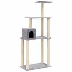 vidaXL Albero per Gatti con Tiragraffi in Sisal Grigio Chiaro 147 cm - Vista aggiuntiva 2