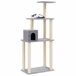 vidaXL Albero per Gatti con Tiragraffi in Sisal Grigio Chiaro 147 cm - Vista aggiuntiva 3