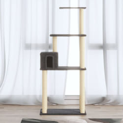 Tiragraffi per gatti, Albero per Gatti con Tiragraffi in Sisal Grigio Scuro 147 cm Vidaxl