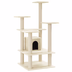 vidaXL Albero per Gatti con Pali Tiragraffi in Sisal Crema 110 cm - Vista aggiuntiva 2