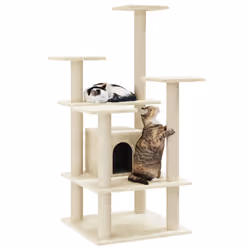 vidaXL Albero per Gatti con Pali Tiragraffi in Sisal Crema 110 cm - Vista aggiuntiva 3