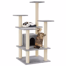vidaXL Albero per Gatti con Tiragraffi in Sisal Grigio Chiaro 110 cm - Vista aggiuntiva 3