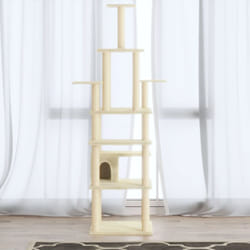 Tiragraffi per gatti, Albero per Gatti con Tiragraffi in Sisal Crema 183 cm vidaXL