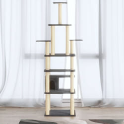 Tiragraffi per gatti, Albero per Gatti con Tiragraffi in Sisal Grigio Scuro 183 cm Vidaxl