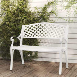 vidaXL Panchina da Giardino 102 cm in Alluminio Pressofuso Bianco