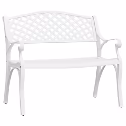 vidaXL Panchina da Giardino 102 cm in Alluminio Pressofuso Bianco - Vista aggiuntiva 2
