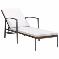 vidaXL Lettini Prendisole 2 pz con Tavolo in Polyrattan Marrone - Vista aggiuntiva 3