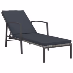 vidaXL Lettini Prendisole 2 pz con Tavolo in Polyrattan Grigio - Vista aggiuntiva 3