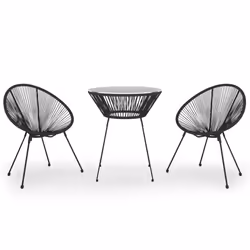 vidaXL Set da Pranzo per Giardino 3 pz Nero - Vista aggiuntiva 2