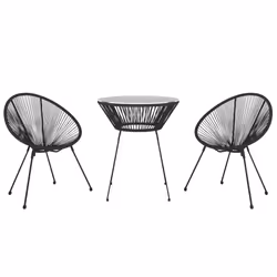 vidaXL Set da Pranzo per Giardino 3 pz Nero - Vista aggiuntiva 3