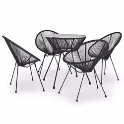 vidaXL Set da Pranzo per Giardino 5 pz Nero - Vista aggiuntiva 2