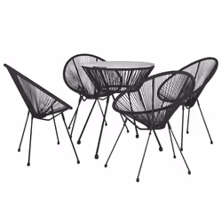 vidaXL Set da Pranzo per Giardino 5 pz Nero - Vista aggiuntiva 3