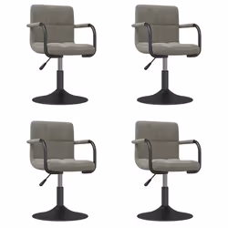 vidaXL Sedie da Pranzo Girevoli 4 pz Grigio Chiaro in Velluto - Vista aggiuntiva 2