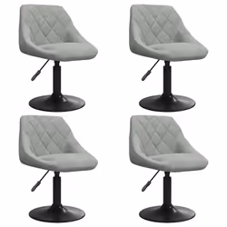 vidaXL Sedie da Pranzo Girevoli 4 pz Grigio Chiaro in Velluto - Vista aggiuntiva 2