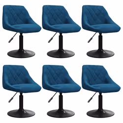 vidaXL Sedie da Pranzo Girevoli 6 pz Blu in Velluto - Vista aggiuntiva 2