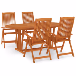 vidaXL Set da Pranzo per Giardino 5 pz in Legno Massello di Eucalipto - Vista aggiuntiva 2