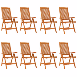 vidaXL Sedie da Giardino Pieghevoli 8pz in Legno Massello di Eucalipto - Vista aggiuntiva 2