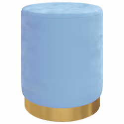 vidaXL Sgabello Rotondo con Contenitore Azzurro in Velluto 31 x 37 cm - Vista aggiuntiva 2