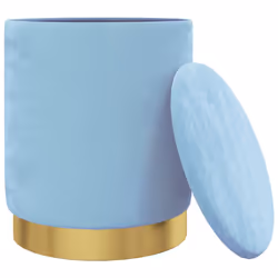 vidaXL Sgabello Rotondo con Contenitore Azzurro in Velluto 31 x 37 cm - Vista aggiuntiva 3