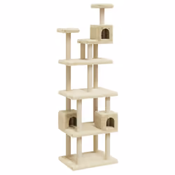 vidaXL Albero per Gatti con Tiragraffi in Sisal Crema 188 cm - Vista aggiuntiva 2