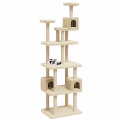 vidaXL Albero per Gatti con Tiragraffi in Sisal Crema 188 cm - Vista aggiuntiva 3