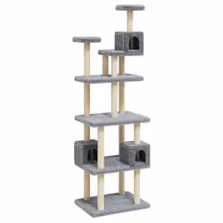 vidaXL Albero per Gatti con Tiragraffi in Sisal Grigio Chiaro 188 cm - Vista aggiuntiva 2