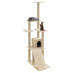 vidaXL Albero per Gatti con Tiragraffi in Sisal Crema 155 cm - Vista aggiuntiva 3