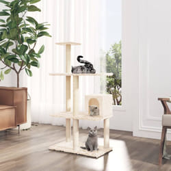 Tiragraffi per gatti, Albero per Gatti con Tiragraffi in Sisal Crema 119 cm Vidaxl