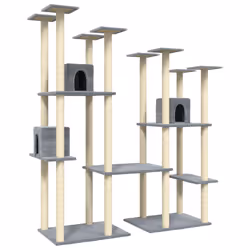 vidaXL Albero per Gatti con Tiragraffi in Sisal Grigio Chiaro 174 cm - Vista aggiuntiva 2