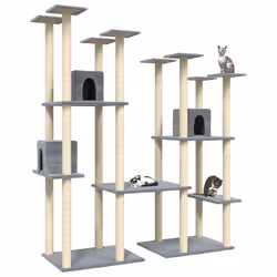 vidaXL Albero per Gatti con Tiragraffi in Sisal Grigio Chiaro 174 cm - Vista aggiuntiva 3