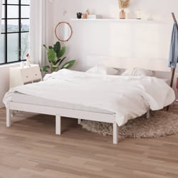 vidaXL Giroletto in Legno Massello di Pino Bianco 160x200 cm
