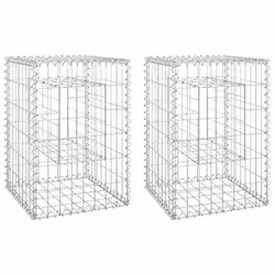 vidaXL Cesti a Gabbione a Torre 2 pz 40x40x60 cm in Ferro - Vista aggiuntiva 2