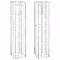 vidaXL Cesti a Gabbione a Torre 2 pz 40x40x180 cm in Ferro - Vista aggiuntiva 2
