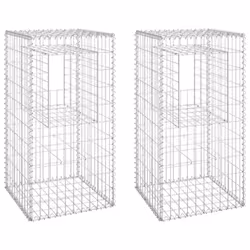 vidaXL Cesti a Gabbione a Torre 2 pz 50x50x100 cm in Ferro - Vista aggiuntiva 2