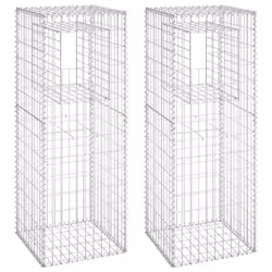 vidaXL Cesti a Gabbione a Torre 2 pz 50x50x140 cm in Ferro - Vista aggiuntiva 2