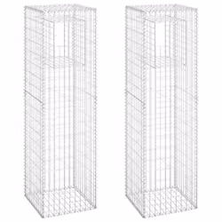 vidaXL Cesti a Gabbione a Torre 2 pz 50x50x180 cm in Ferro - Vista aggiuntiva 2
