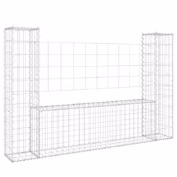 vidaXL Cesto Gabbione a U con 2 Pali in Ferro 140x20x100 cm - Vista aggiuntiva 2