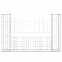 vidaXL Cesto Gabbione a U con 2 Pali in Ferro 140x20x100 cm - Vista aggiuntiva 3